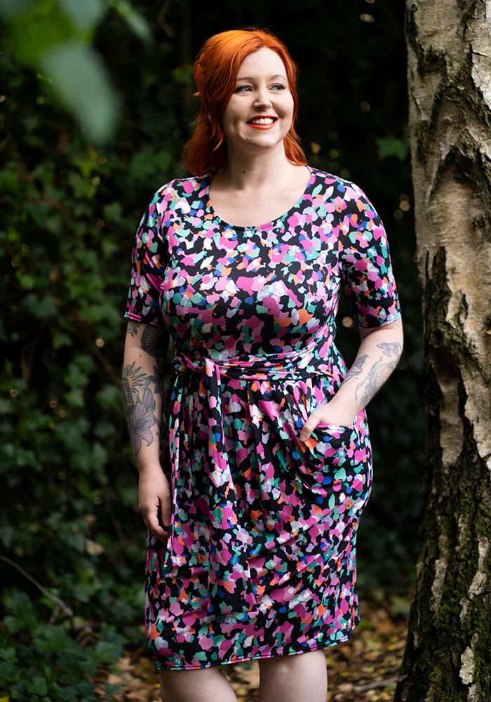 Michaela Confetti Print Tie Waist Dress - Image 3