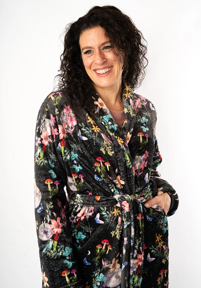 Midnight Botanical Print Dressing Gown - Image 3