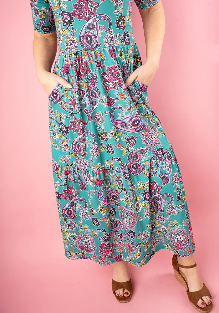 Milani Damask Paisley Print Tiered Hem Midaxi Dress - Image 5