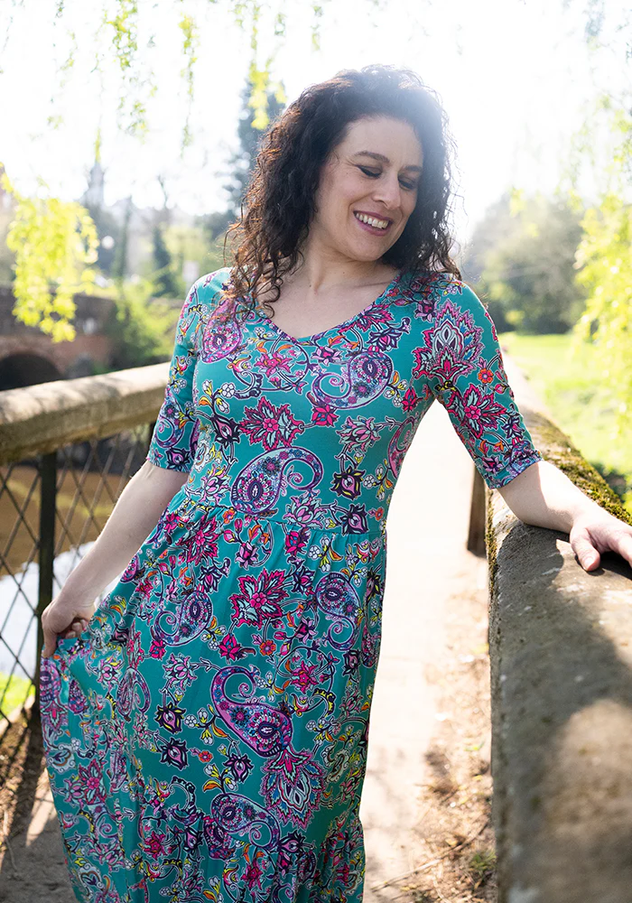Milani Damask Paisley Print Tiered Hem Midaxi Dress - Image 8