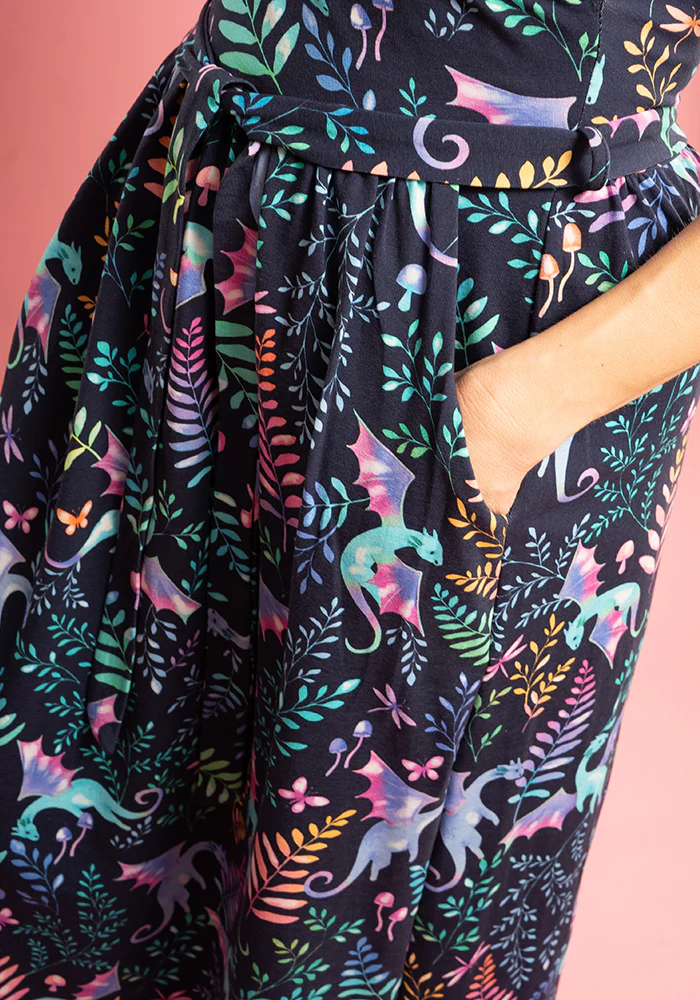 Moona Dragon Print Cotton Midi Dress - Image 8