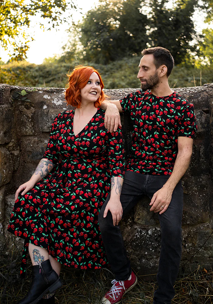 Morella Skull Cherries Print Cotton Swing Dress - Image 6