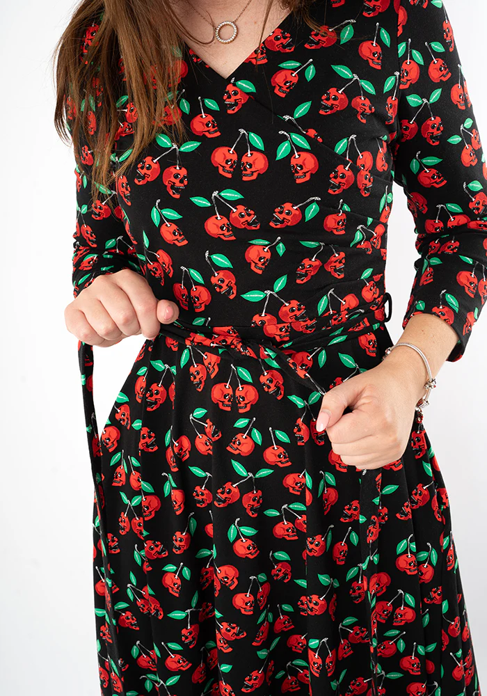Morella Skull Cherries Print Cotton Swing Dress - Image 9