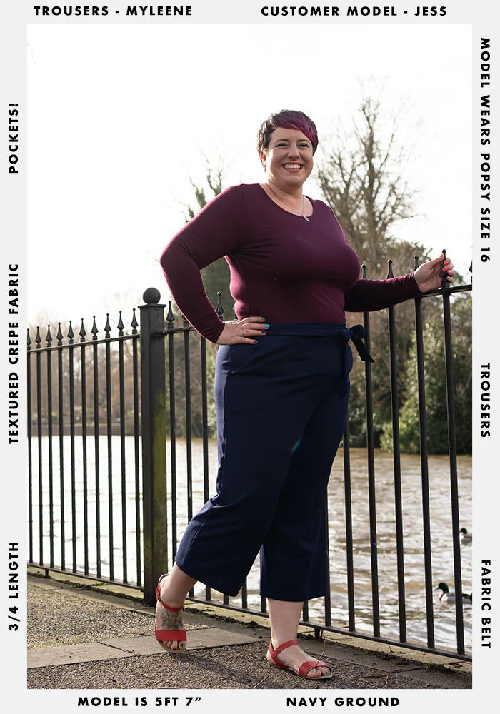 Myleene Navy 3/4 Leg Trouser - Image 3