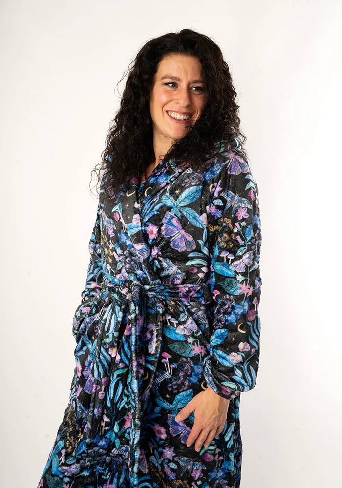 Mystical Moth Print Hooded Dressing Gown - Image 4