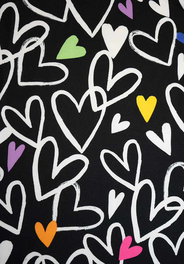 Naomi Doodle Hearts Print Midi Dress - Image 3