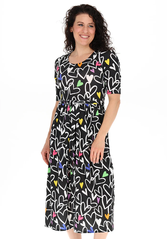 Naomi Doodle Hearts Print Midi Dress - Image 6