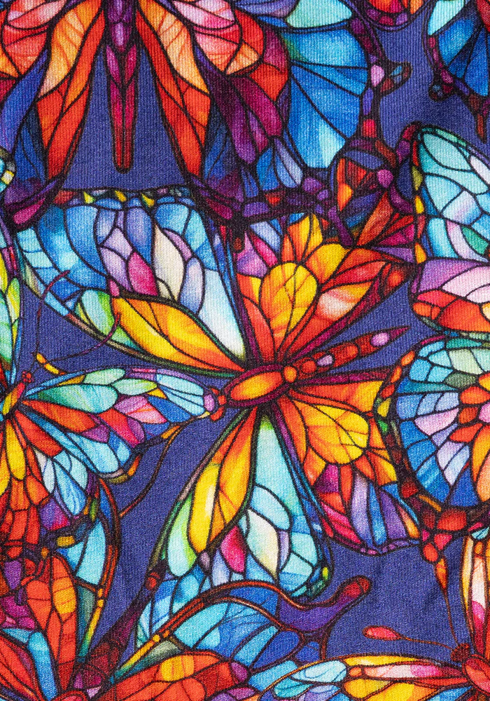 Nigella Stained Glass Butterfly Print Viscose Culotte Leg Jumpsuit - Image 2