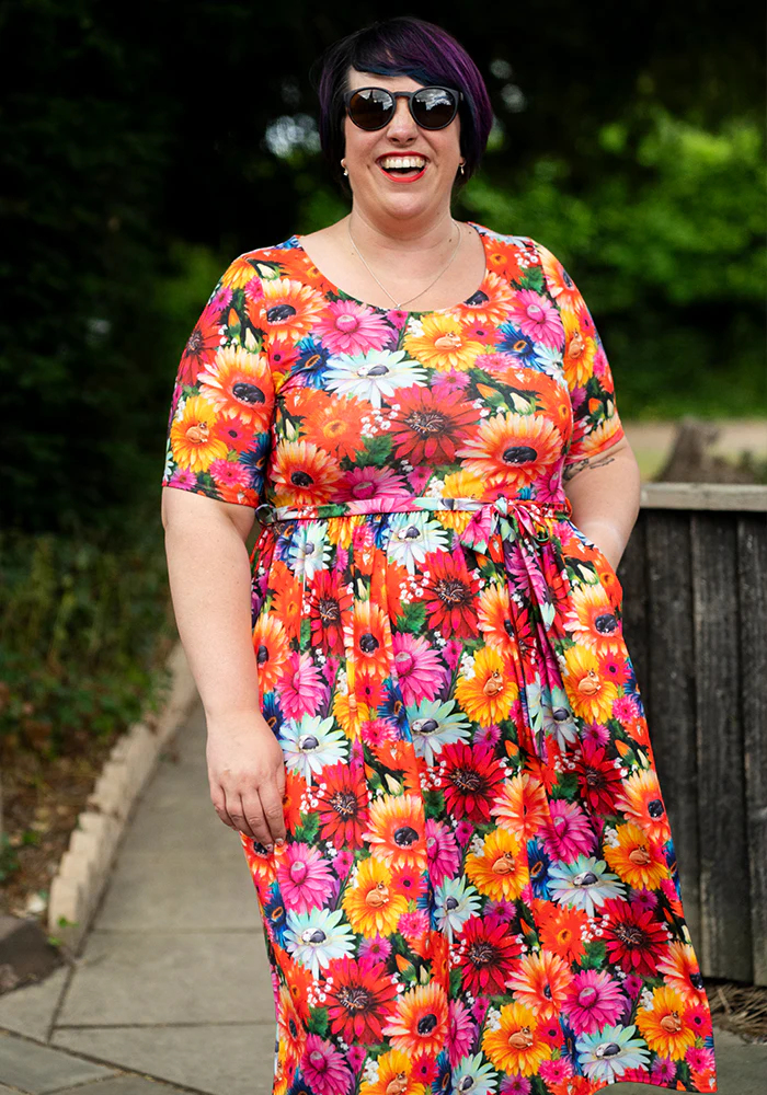 Ollina Cat Bouquet Print Midi Dress - Image 9