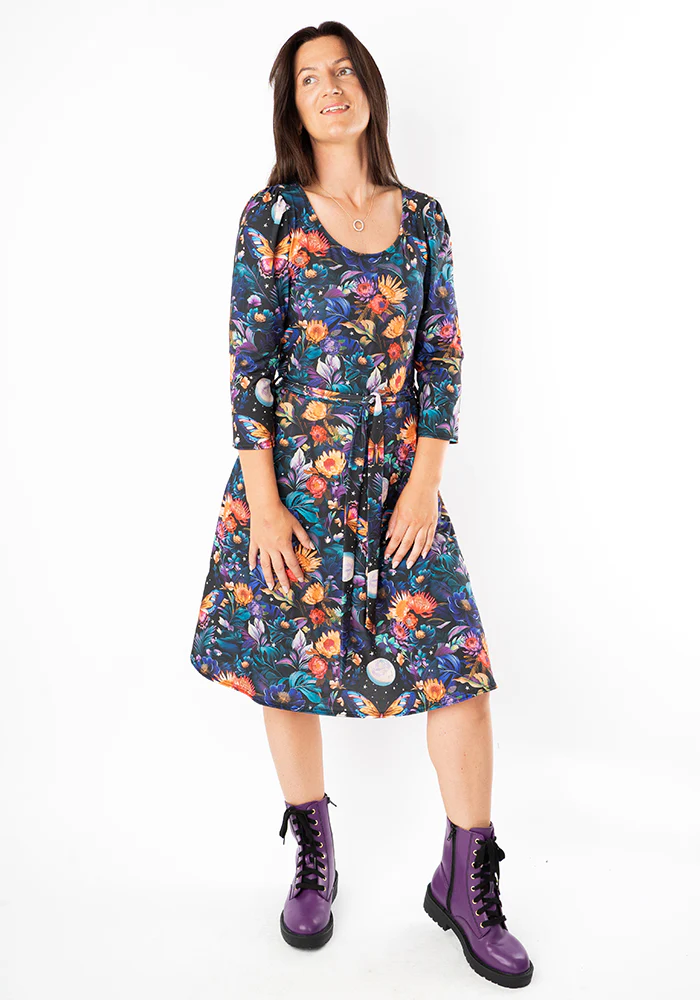 Oraya Full Moon Butterfly Floral Print Dress - Image 3