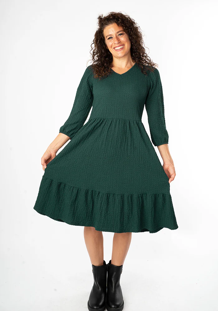 Owena Bottle Green 2 Tiered Dress - Image 3