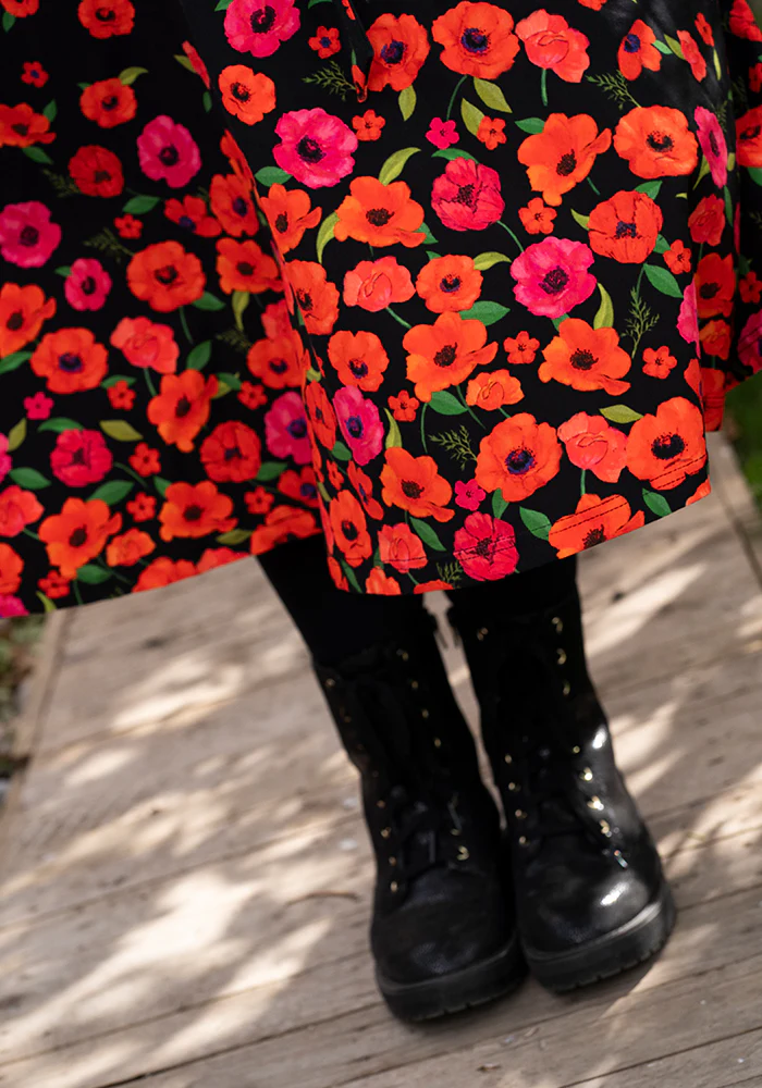 Parisa Poppy Border Print Cotton Swing Dress - Image 11