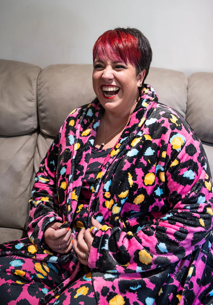 Pink Animal Print Fleece Dressing Gown - Image 3