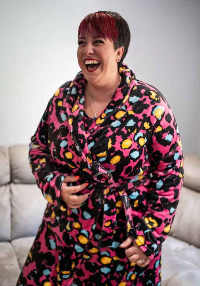 Pink Animal Print Fleece Dressing Gown - Image 4