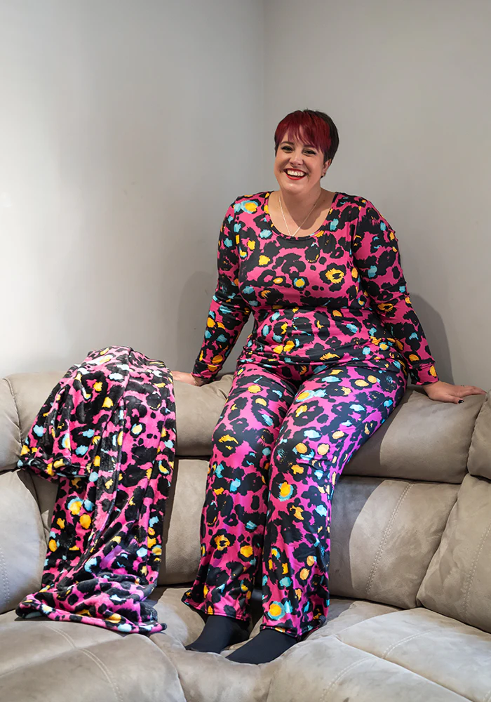 Pink Animal Print Fleece Dressing Gown - Image 6