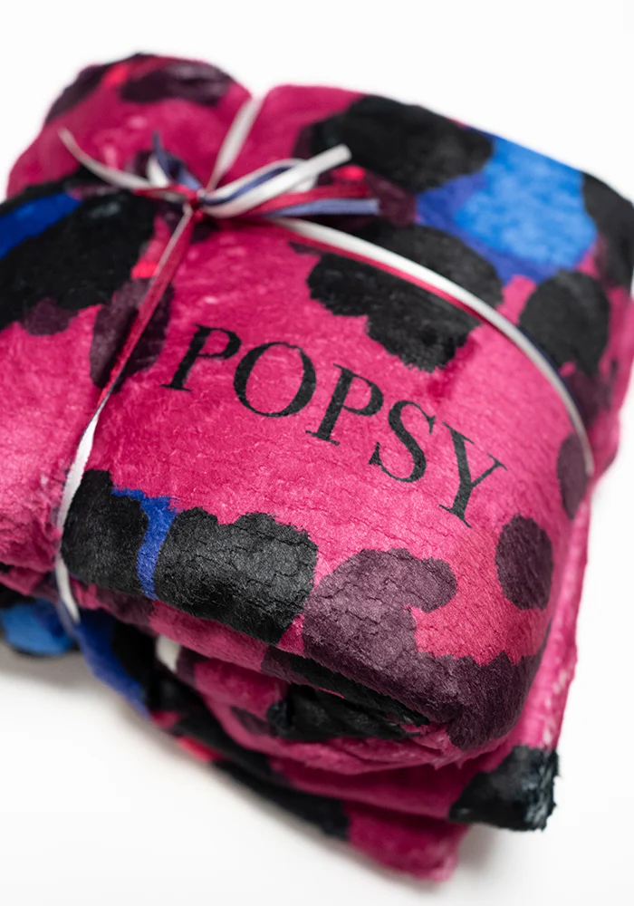 Pop-under Large Scale Pink Animal Print Plush Blanket - Image 3