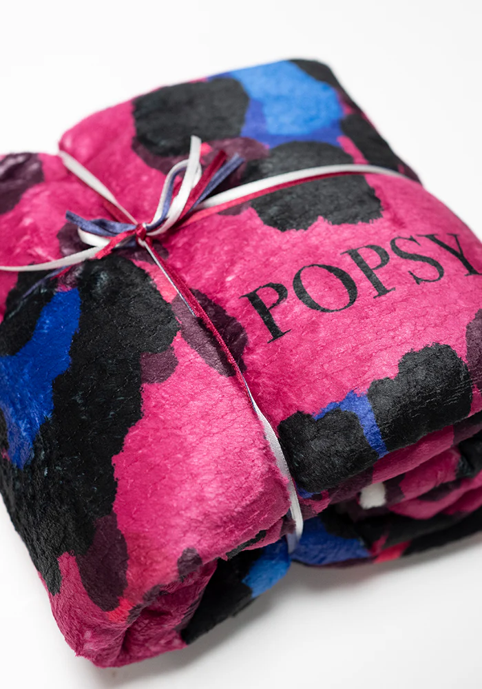 Pop-under Large Scale Pink Animal Print Plush Blanket - Image 5