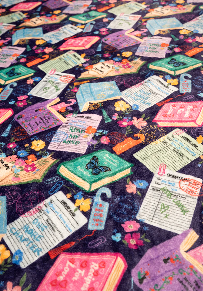 Purple Library Books Print Plush Blanket (Pop-Under) - Image 5