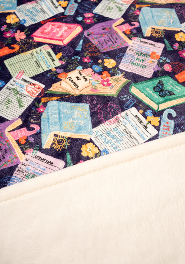 Purple Library Books Print Plush Blanket (Pop-Under) - Image 6
