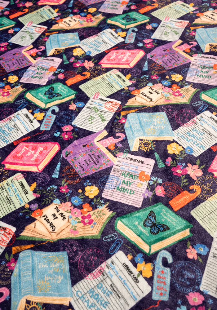 Purple Library Books Print Plush Blanket (Pop-Under) - Image 7