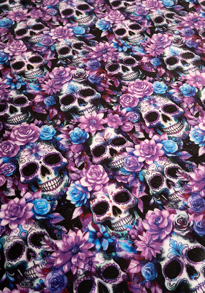 Purple Floral Skulls Plush Throw Blanket (Pop-Under) - Image 5