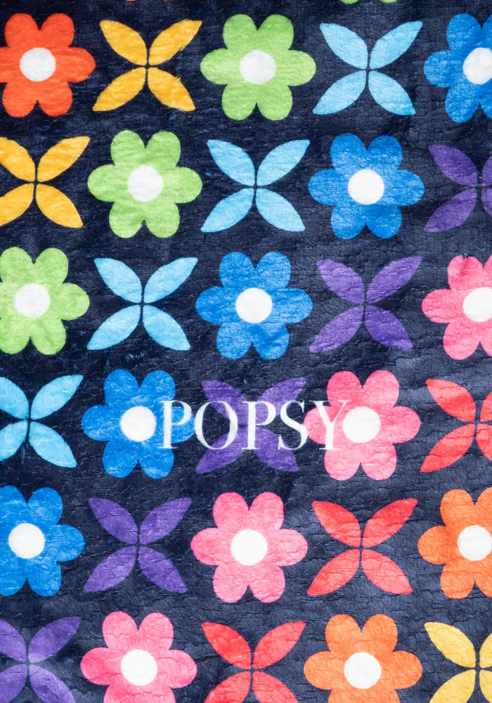 Pop-under Retro Rainbow Floral Print Plush Blanket - Image 7