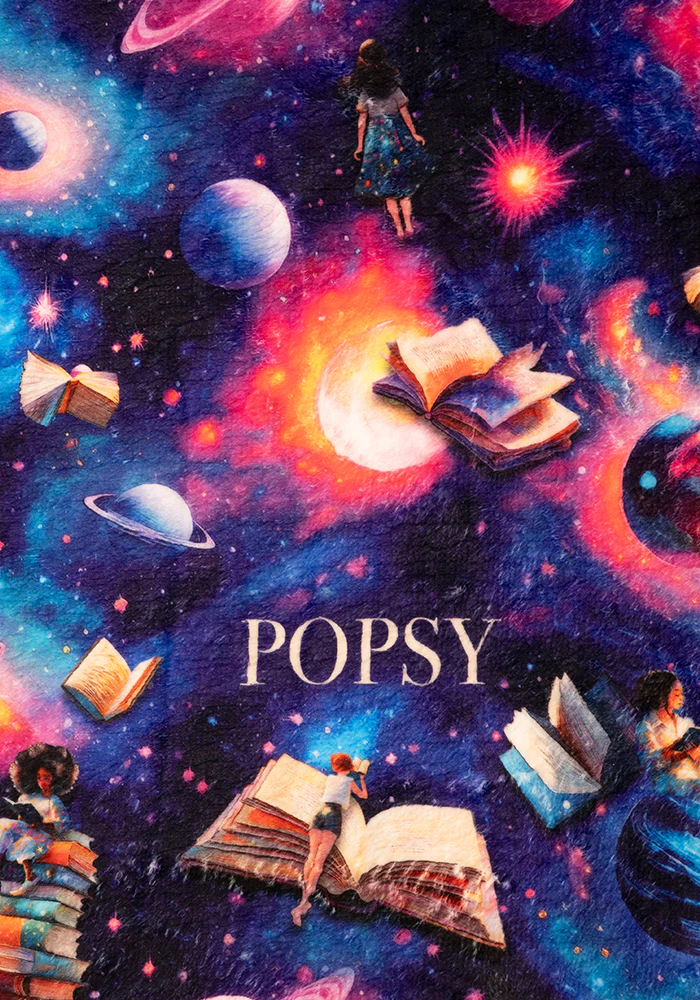 Pop-under Space Books Print Plush Blanket - Image 2