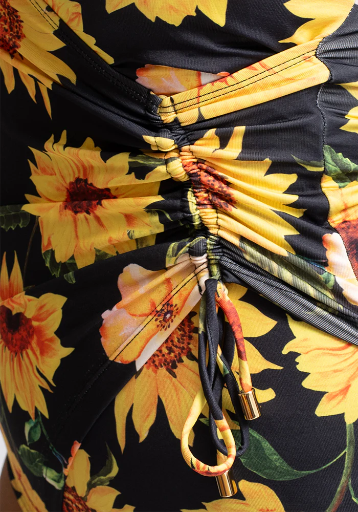 Black Sunflower Side Ruched Swimsuit - Image 2