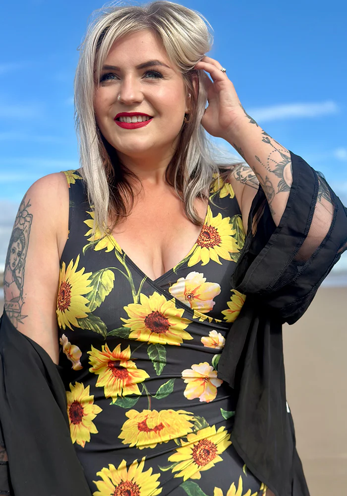 Black Sunflower Side Ruched Swimsuit - Image 4