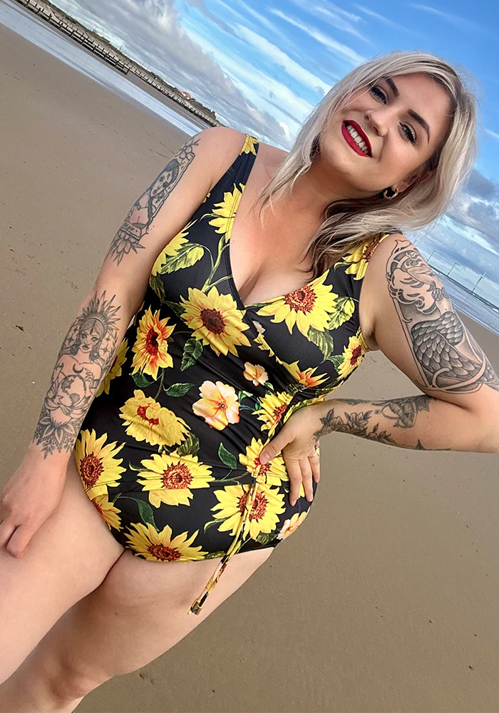 Black Sunflower Side Ruched Swimsuit - Image 7