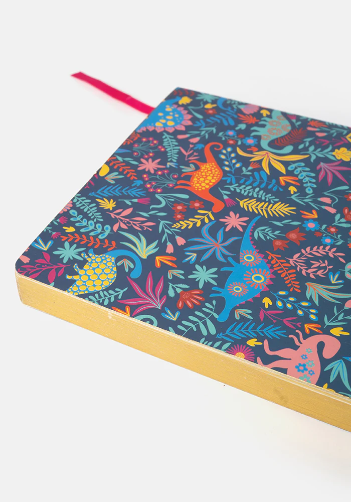Cute Teal Dinosaur Print Notebook - Colourful Quirky Journal Gift - Image 6