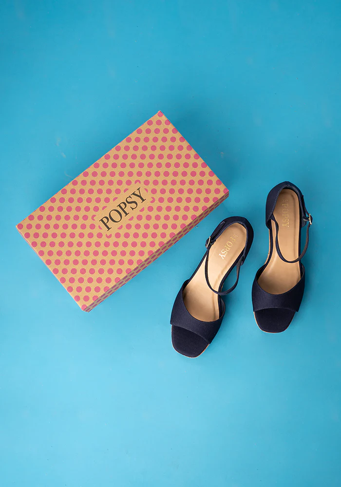 Popsy Navy Cork Heel Wedges - Image 3