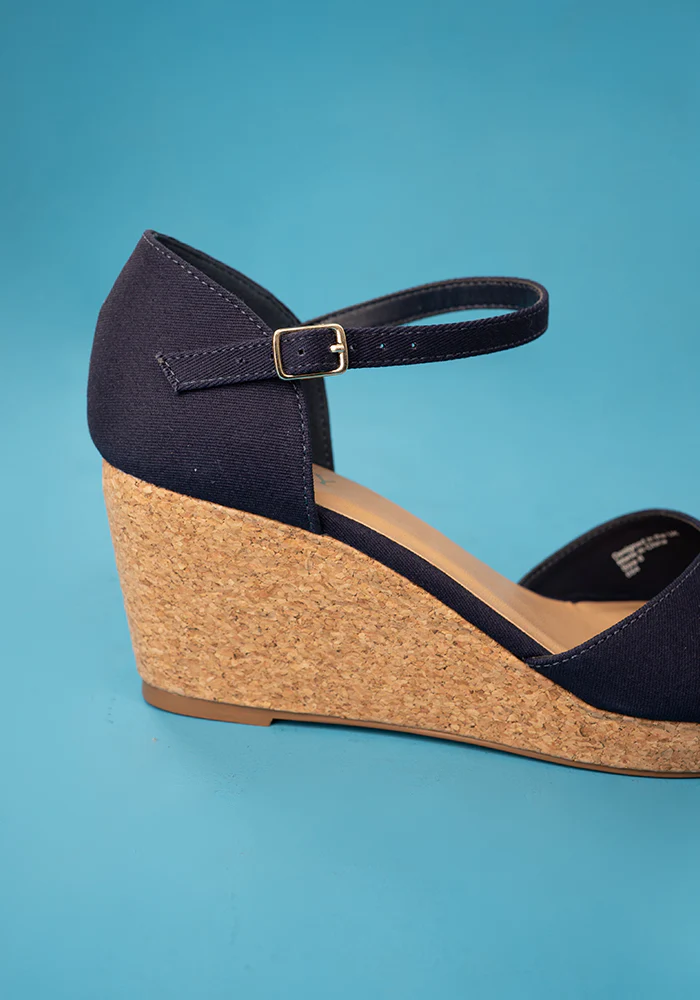 Popsy Navy Cork Heel Wedges - Image 7