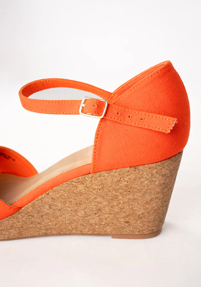 Popsy Orange Cork Heel Wedges - Image 4