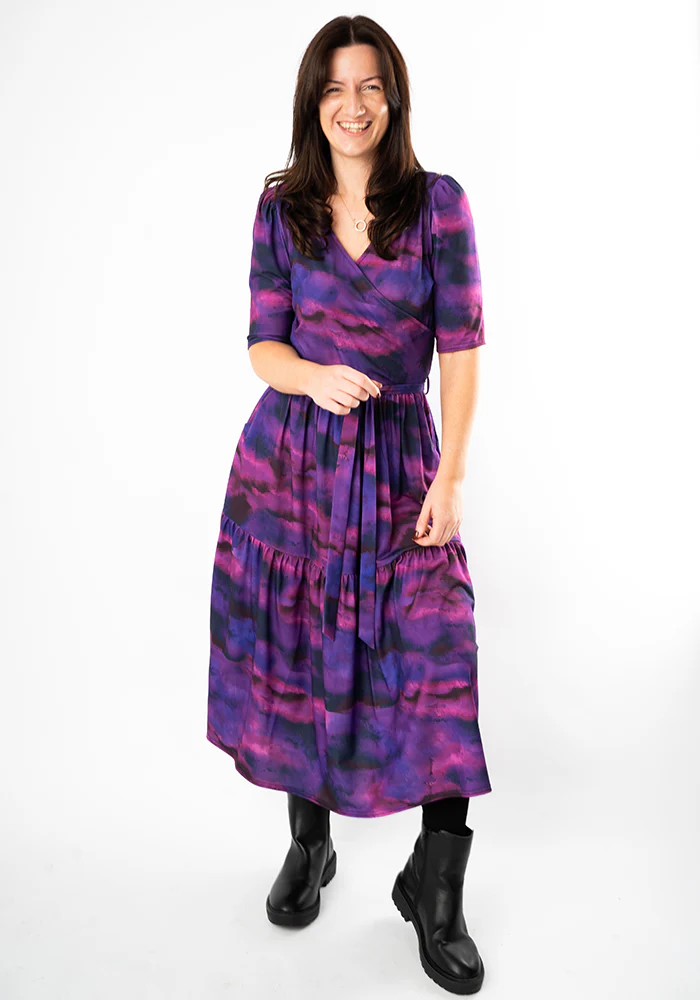 Portia Purple Ombre Print Midi Dress - Image 4