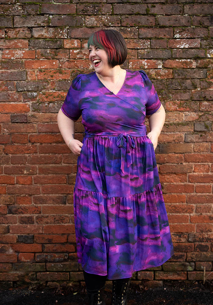 Portia Purple Ombre Print Midi Dress - Image 5