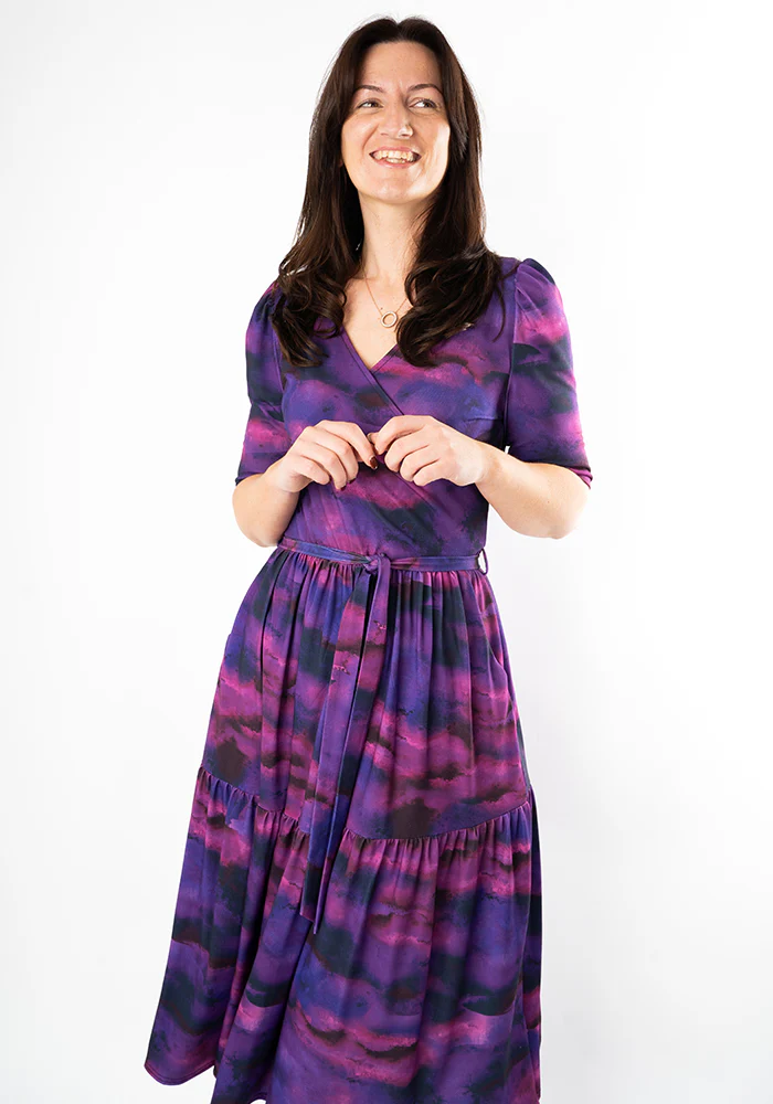 Portia Purple Ombre Print Midi Dress - Image 7