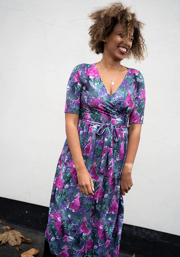 Elvia Witches Print Midi Dress