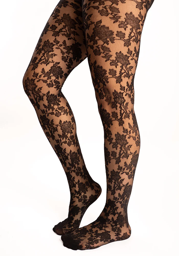 Premium Bouquet Lace Tights (Black)