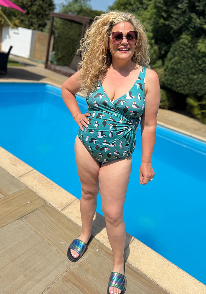 Puffin Print Side Ruched Swimsuit - Image 3