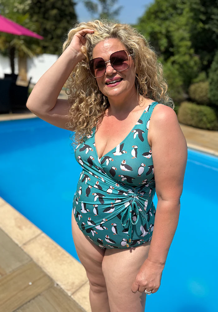 Puffin Print Side Ruched Swimsuit - Image 4