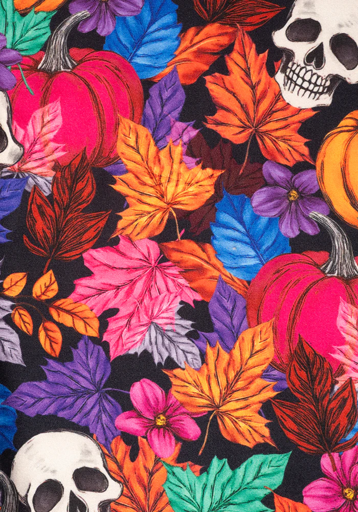 Pumpkin & Skull Print Children's Flare Leggings - Image 2