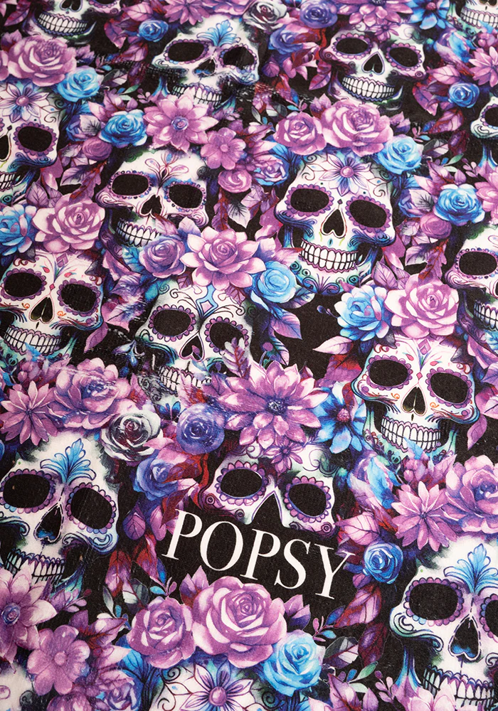 Purple Floral Skull Print Hand Towel - Image 4