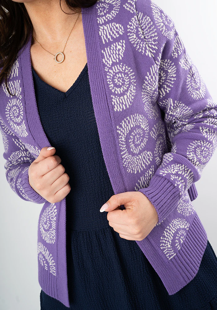 Purple Fossil Knit Cardigan - Image 6