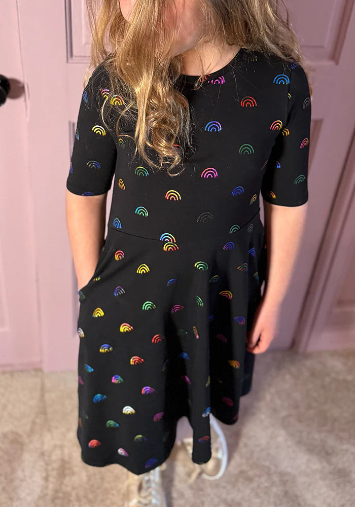 Children's Rainbow Foil Rainbow Print Cotton Dress (Andria) - Image 3