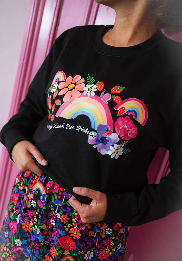 Rainbow Print Sweatshirt (Black) - Image 2