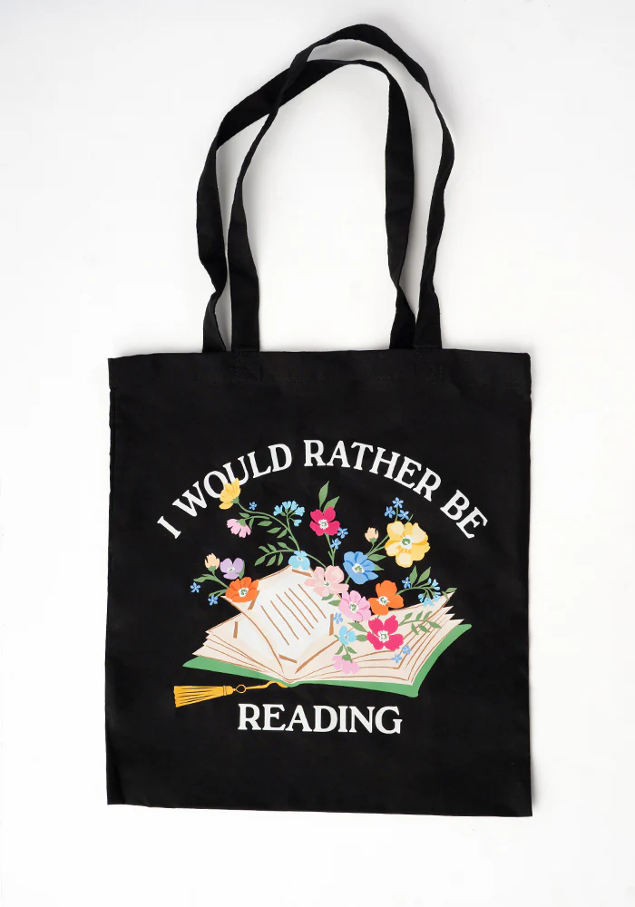 Rather Be Reading Cotton Canvas Bag - Women's Tote Bag (Black)