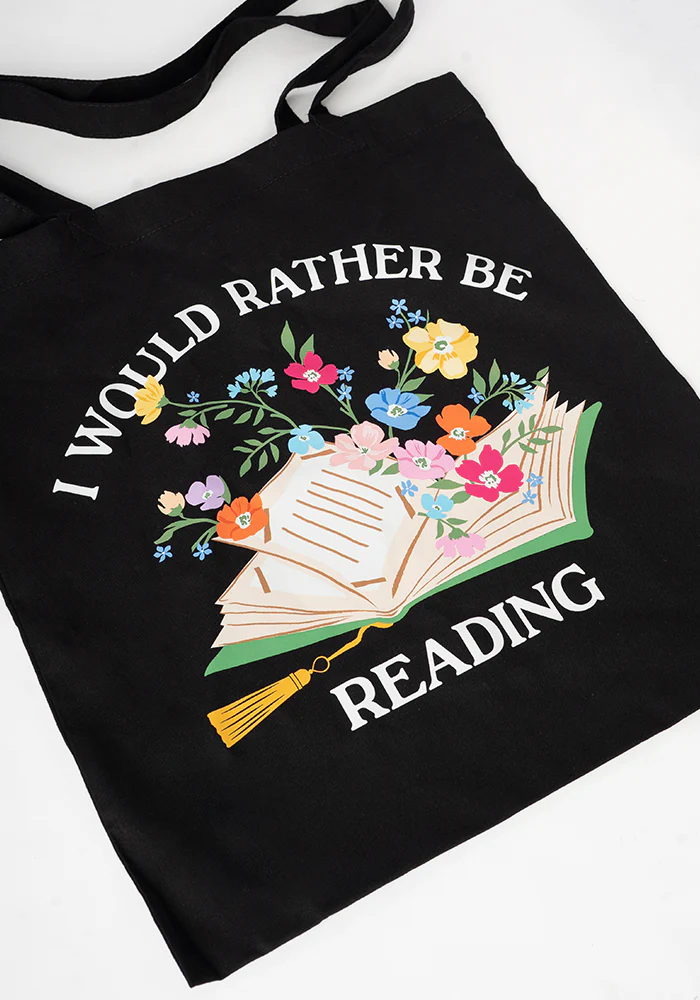 Rather Be Reading Cotton Canvas Bag - Women's Tote Bag (Black) - Image 2