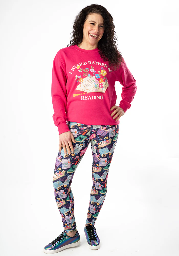 Hot Pink Rather Be Reading Print Sweatshirt - Image 3