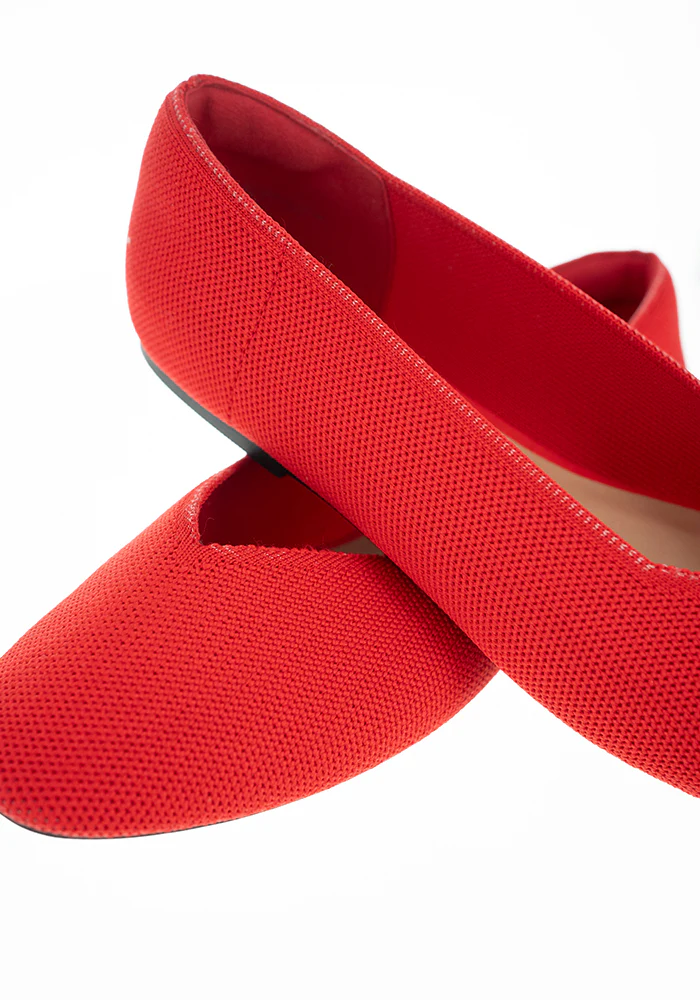 Red Knitted Ballet Pumps - Image 10